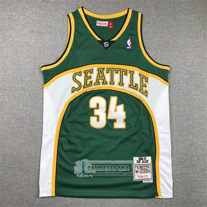 Camiseta Seattle SuperSonics Ray Allen NO 34 Mitchell & Ness 2006-07 Verde
